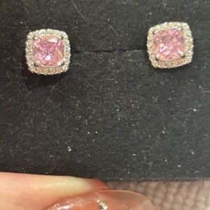 Elegant Pink Moissanite and sterling Silver Stud Earrings